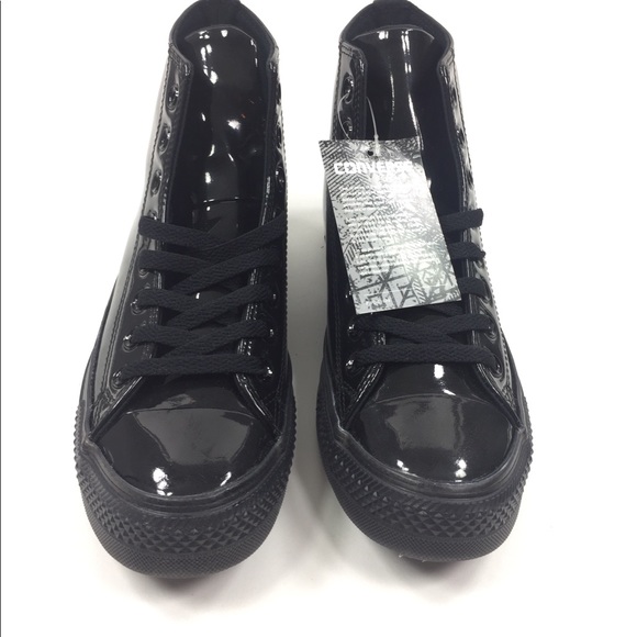 NEW Converse CTAS Hi Glossy Black Shoes Size 9 - Picture 3 of 8